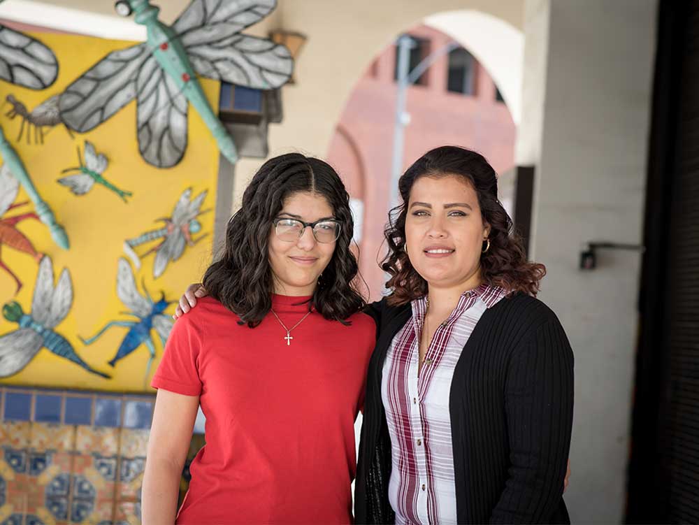 Big Sister Estela Rubio and her mentee Annissa enjoy Downtown Riverside